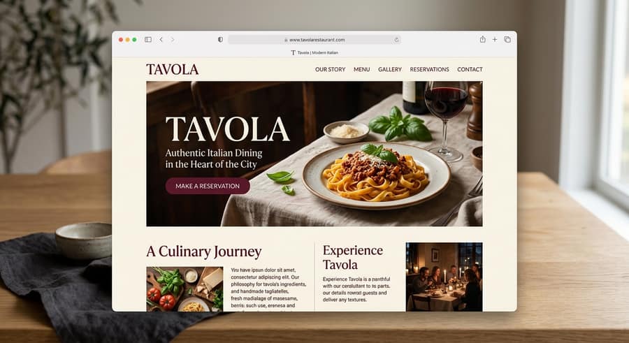 Restaurant website concept
